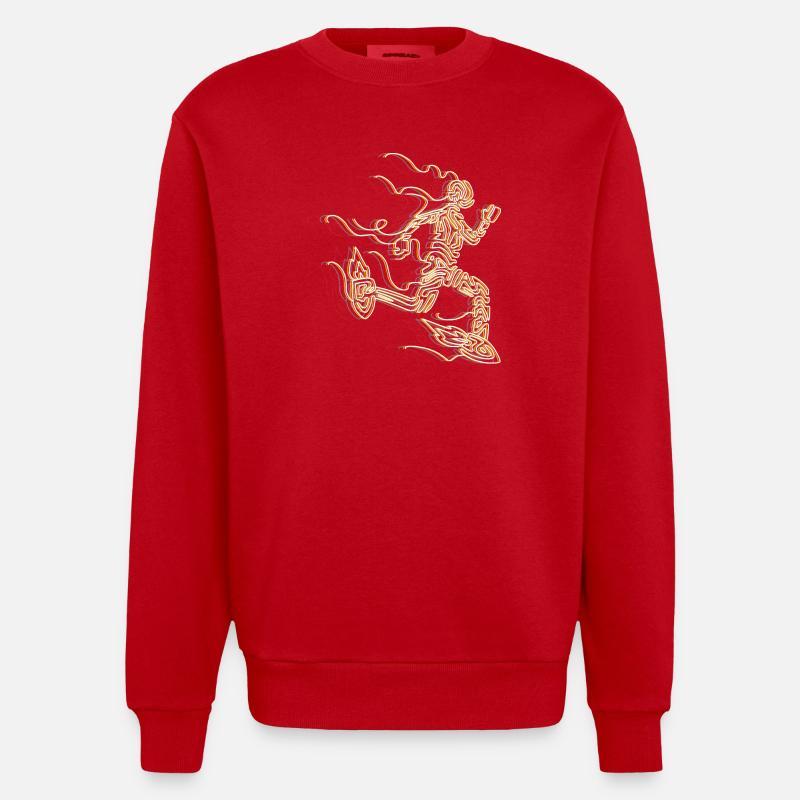 Stilisierter Rocket Runner - Heavyweight Oversized Organic Crew Neck Made in EU - Rot