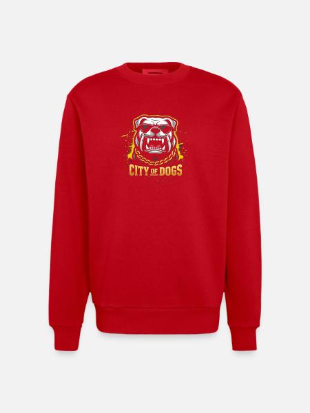 City Of Dogs - Heavyweight Oversized Organic Crew Neck Made in EU - red