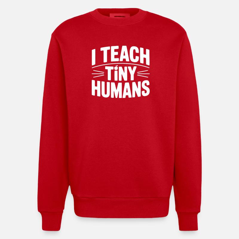 Ich unterrichte winzige Menschen - Heavyweight Oversized Organic Crew Neck Made in EU - Rot