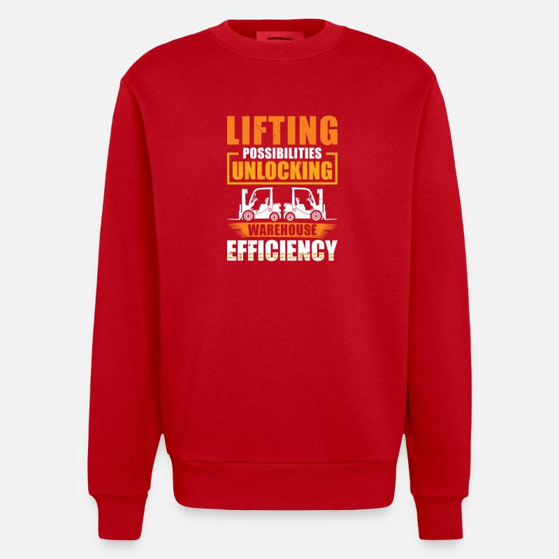 Staplerfahrer Englisch Spruch Stapler - Heavyweight Oversized Organic Crew Neck Made in EU - Rot