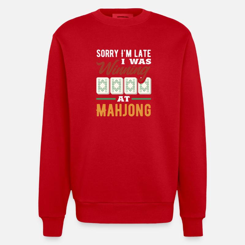 C’est l’heure du Mahjong - Sweat bio épais oversize fabriqué en UE - rouge