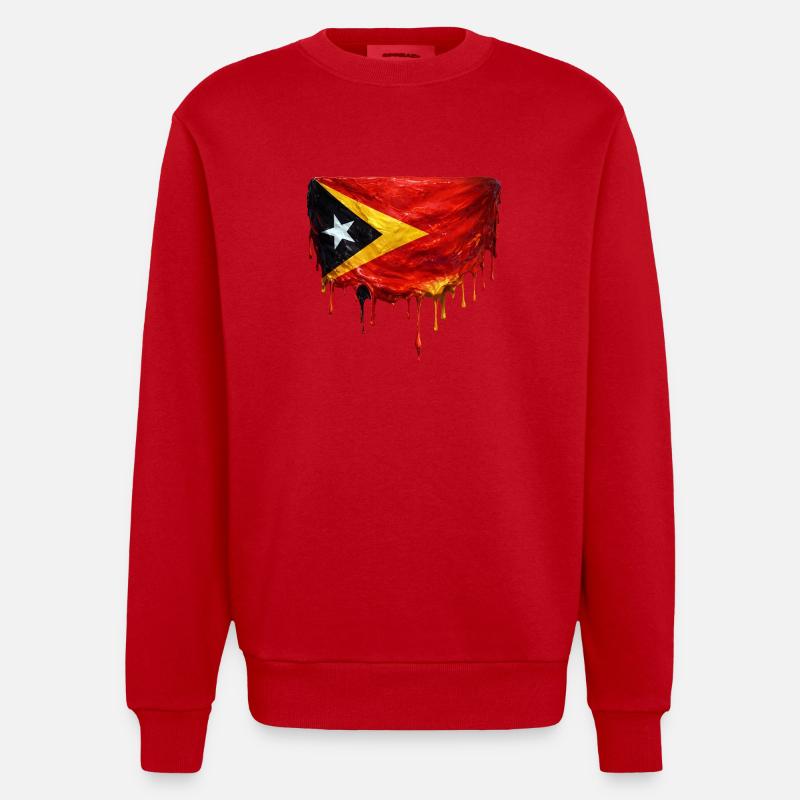 Drapeau de largage du TimorLeste - Sweat bio épais oversize fabriqué en UE - rouge