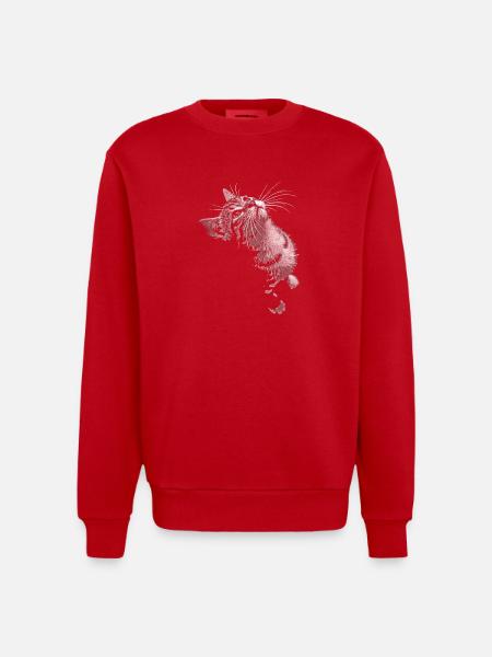 Graustufen Katzenschnurrer Blick - Heavyweight Oversized Organic Crew Neck Made in EU - Rot