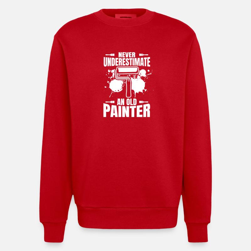 Never underestimate an old painter - Heavyweight Oversized Organic Crew Neck Made in EU - red