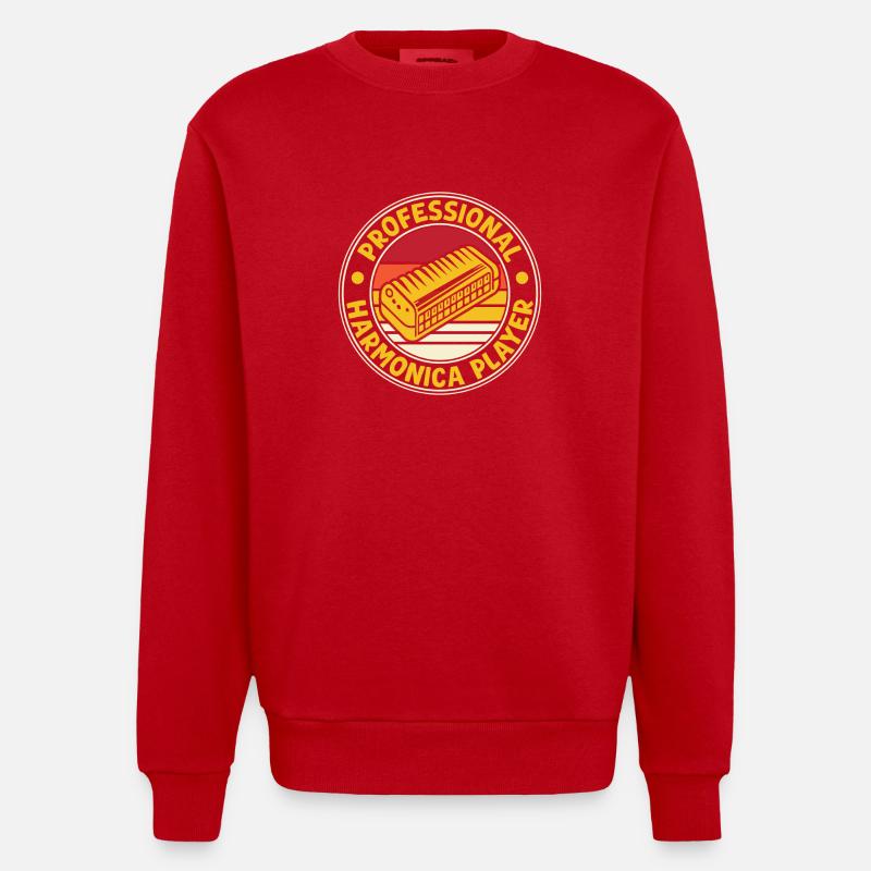 Funny Harmonica Player Professional Harmonica - Sweat bio épais oversize fabriqué en UE - rouge