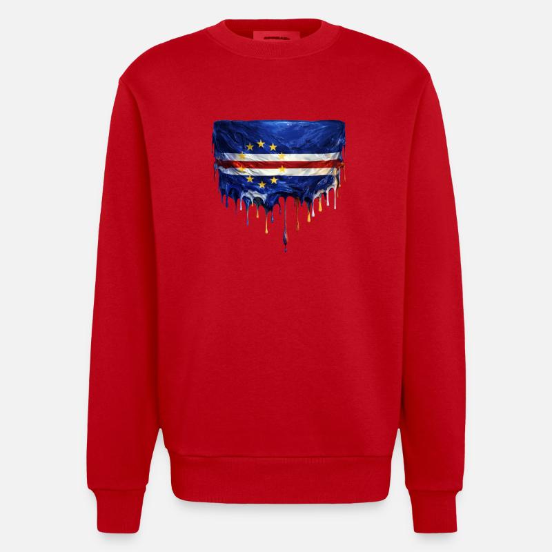 Art de drapeaux dégoulinants du Cap-Vert - Sweat bio épais oversize fabriqué en UE - rouge