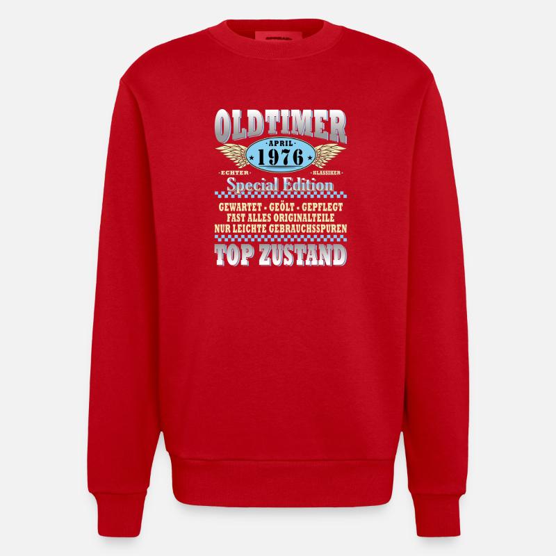 Oldtimer April 1976 Special Edition - Heavyweight Oversized Organic Crew Neck Made in EU - Rot