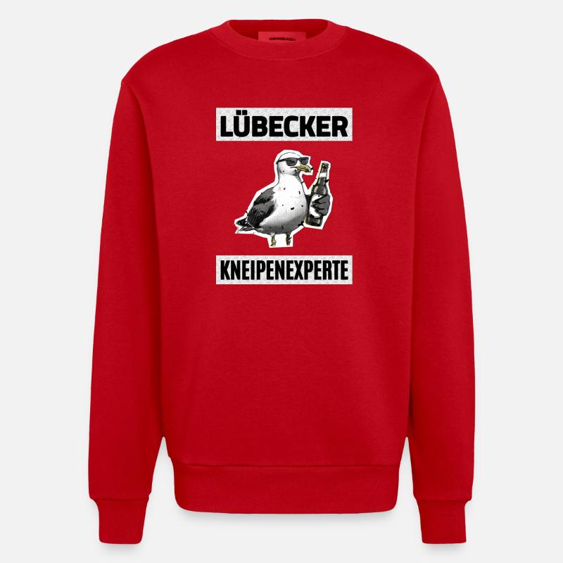Lübecker Kneipen Experte - Heavyweight Oversized Organic Crew Neck Made in EU - Rot