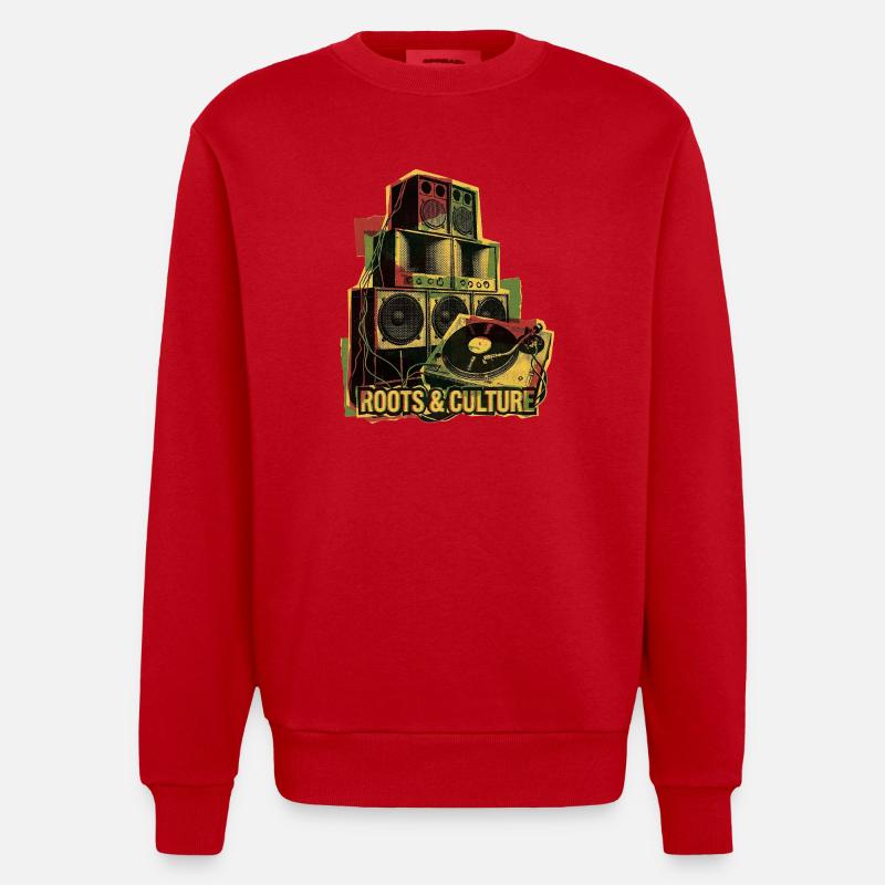 Système de son Roots Reggae Dub - Sweat bio épais oversize fabriqué en UE - rouge