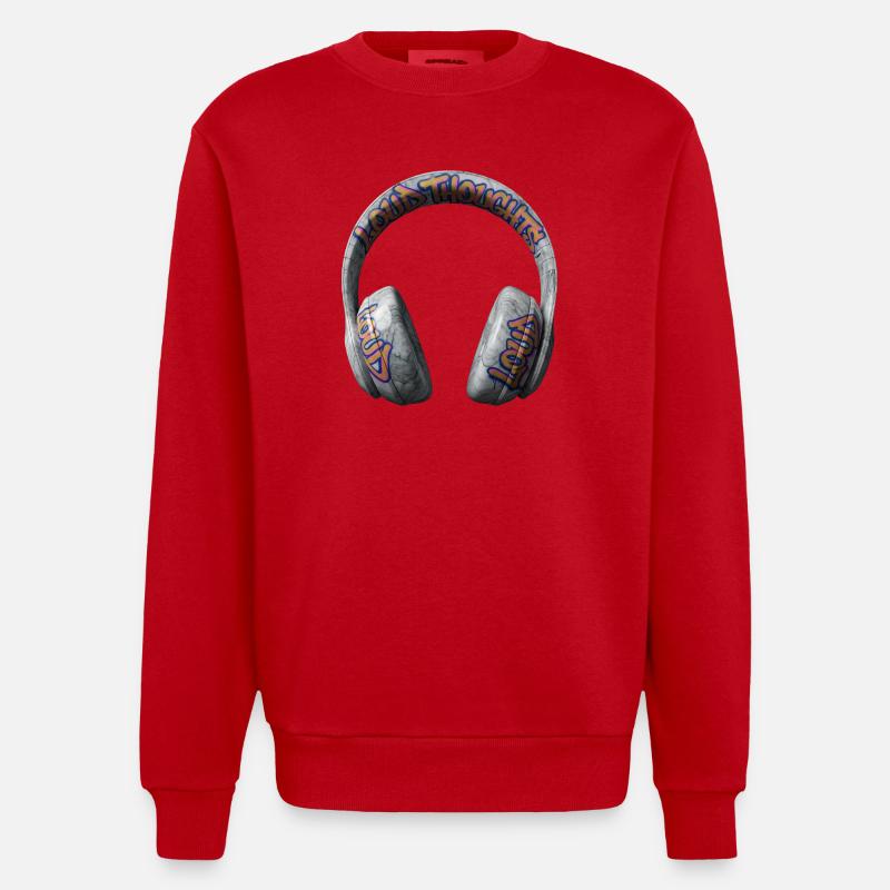 Loud Thoughts Graffiti Kopfhörer - Heavyweight Oversized Organic Crew Neck Made in EU - Rot