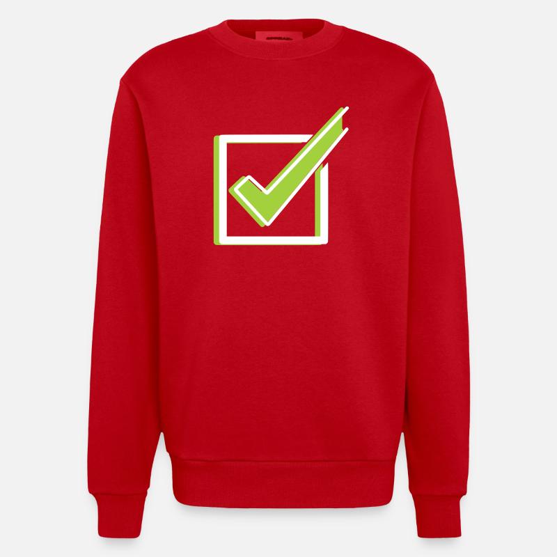 Häkchen Box Check 3D Outline - Heavyweight Oversized Organic Crew Neck Made in EU - Rot