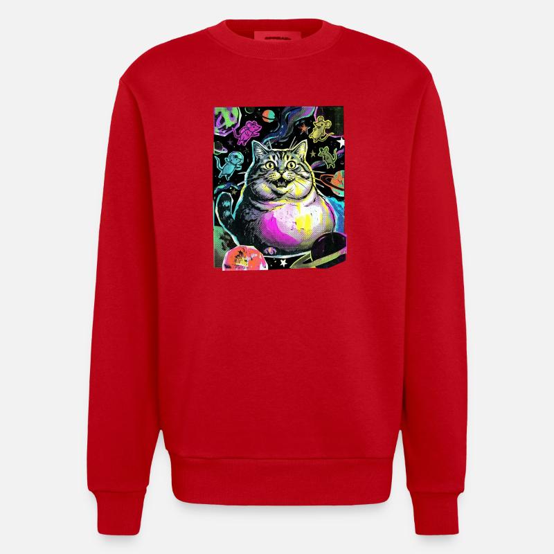 Chat de l’Espace Épais - Sweat bio épais oversize fabriqué en UE - rouge