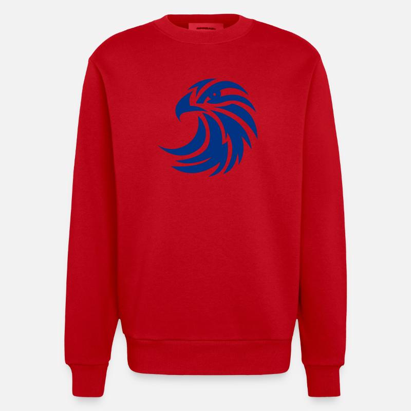Conception du cercle du phénix bleu - Sweat bio épais oversize fabriqué en UE - rouge