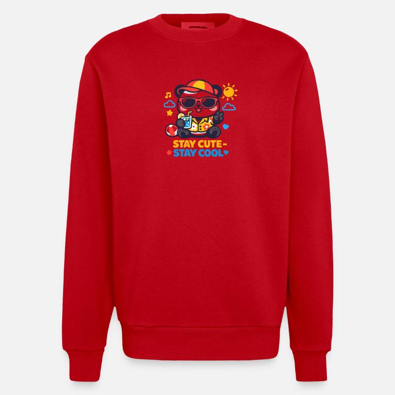 Graphique Reste mignon Reste Cool Bear - Sweat bio épais oversize fabriqué en UE - rouge