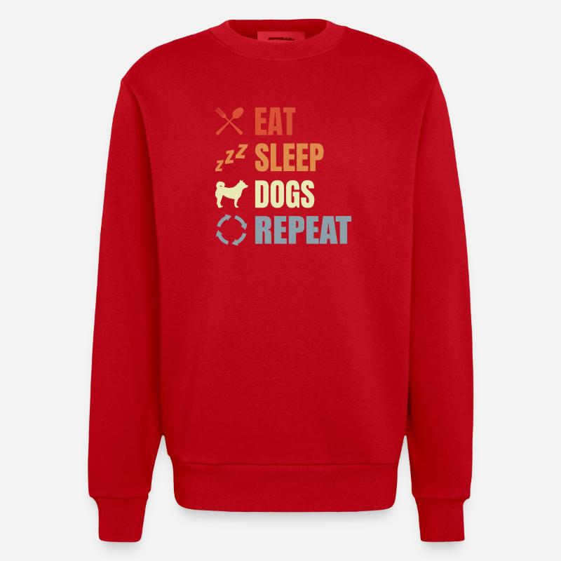 Routine de propriétaire de chien - Sweat bio épais oversize fabriqué en UE - rouge