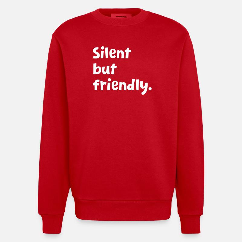 Introvert - Funny Introvert Design - Sarcastic - Heavyweight Oversized Organic Crew Neck Made in EU - red