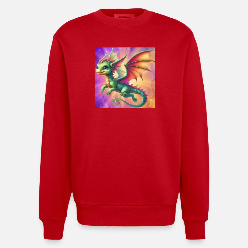Drache - Heavyweight Oversized Organic Crew Neck Made in EU - Rot
