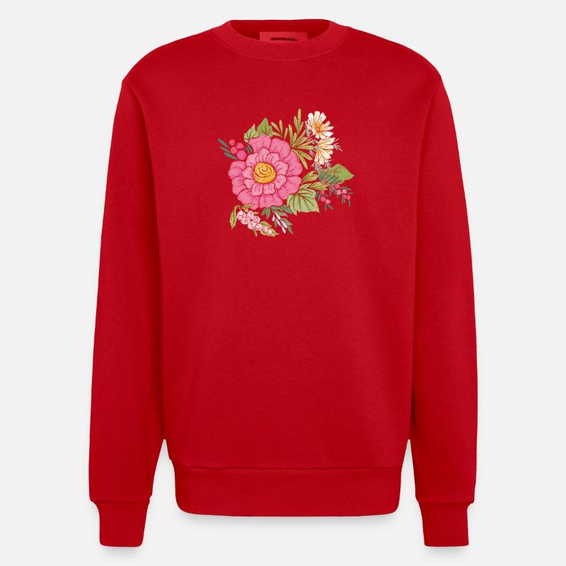 Image de fleur - Sweat bio épais oversize fabriqué en UE - rouge
