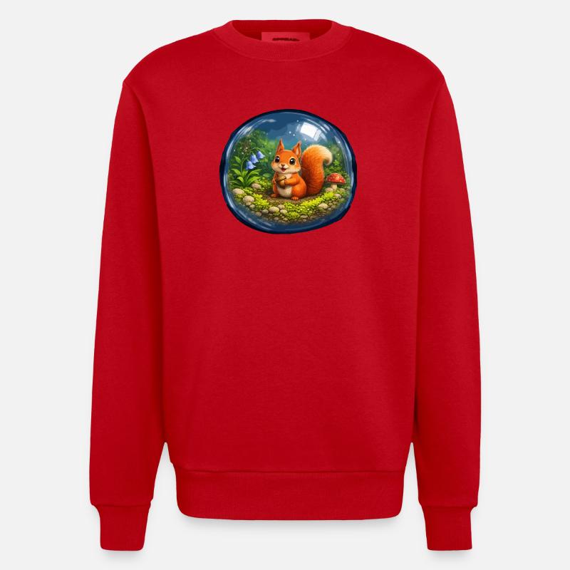 Märchenhörnchen in Glaskugel - Heavyweight Oversized Organic Crew Neck Made in EU - Rot