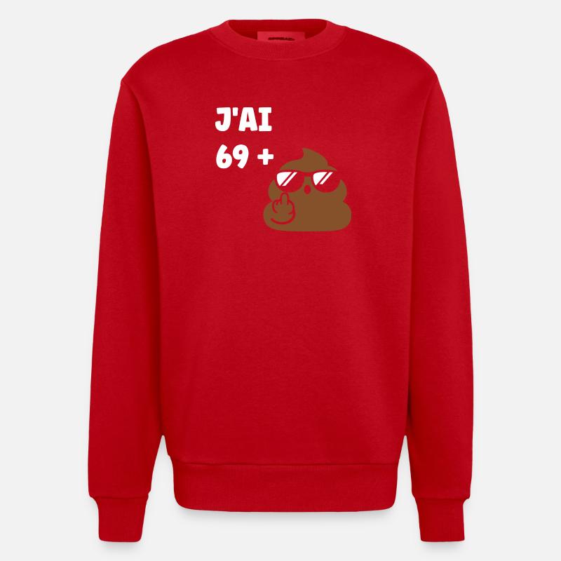 69 plus 1 - Sweat bio épais oversize fabriqué en UE - rouge