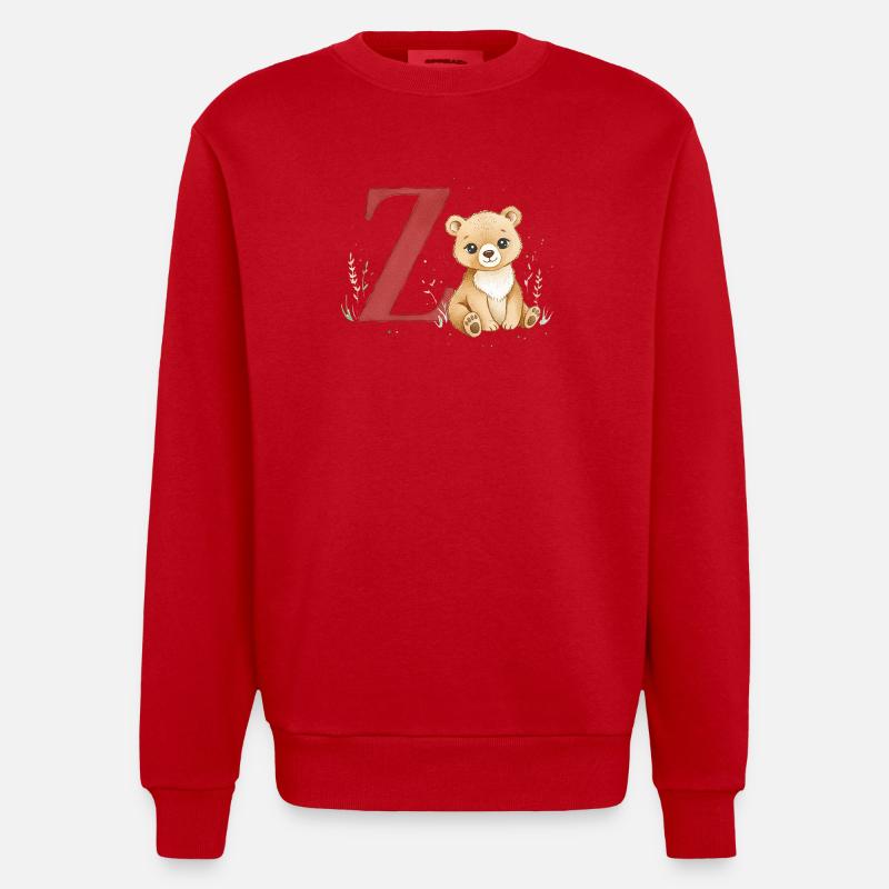 Z-Bärchen: Großes Z mit Bärchen - Heavyweight Oversized Organic Crew Neck Made in EU - Rot