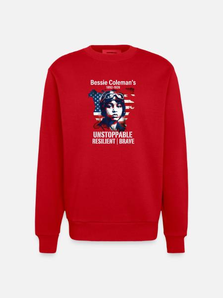 Bessie Coleman Modig flygpionjär - Heavyweight Oversized Organic Crew Neck Made in EU - röd