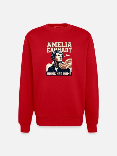 Amelia Earhart – Bring Her Home - Heavyweight Oversized Organic Crew Neck Made in EU - red