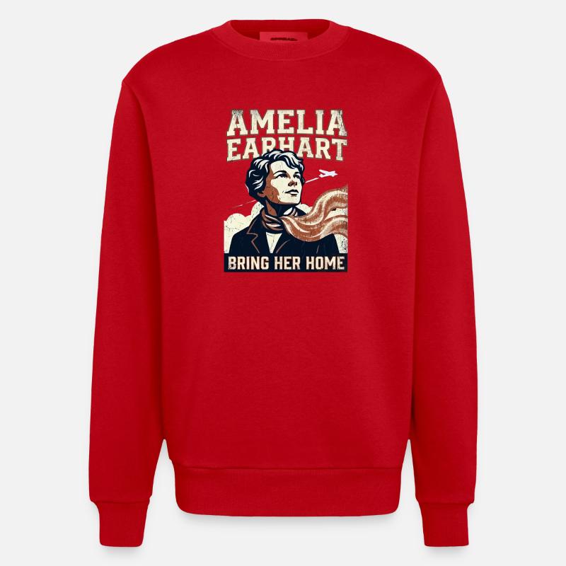 Amelia Earhart – Ramène-la à la maison - Sweat bio épais oversize fabriqué en UE - rouge