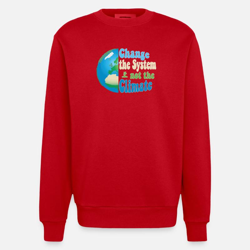 Changer le système, pas le climat - Sweat bio épais oversize fabriqué en UE - rouge