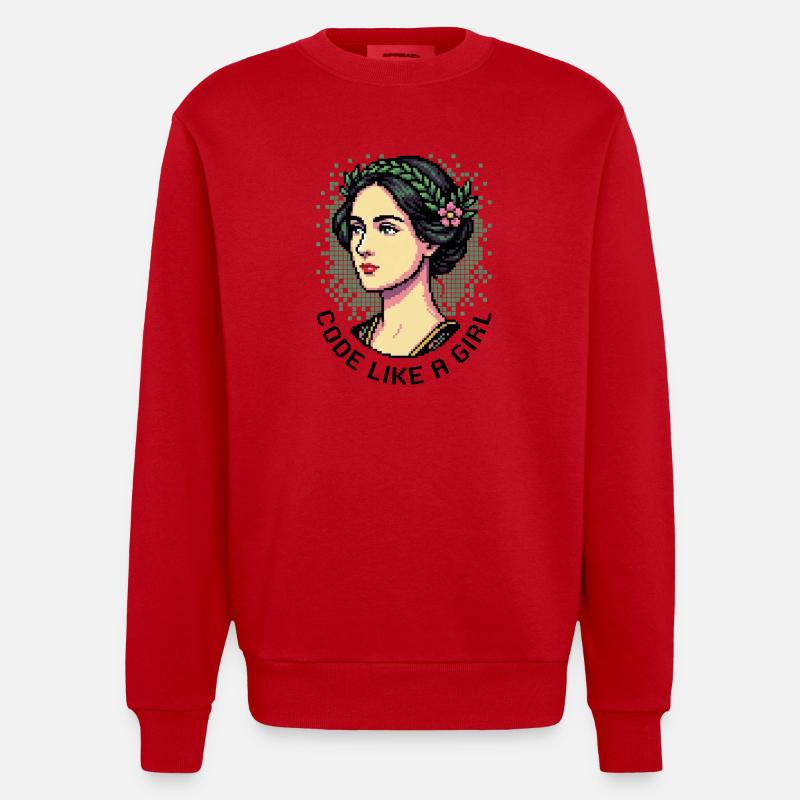 Ada Lovelace: Code wie ein Mädchen - Heavyweight Oversized Organic Crew Neck Made in EU - Rot