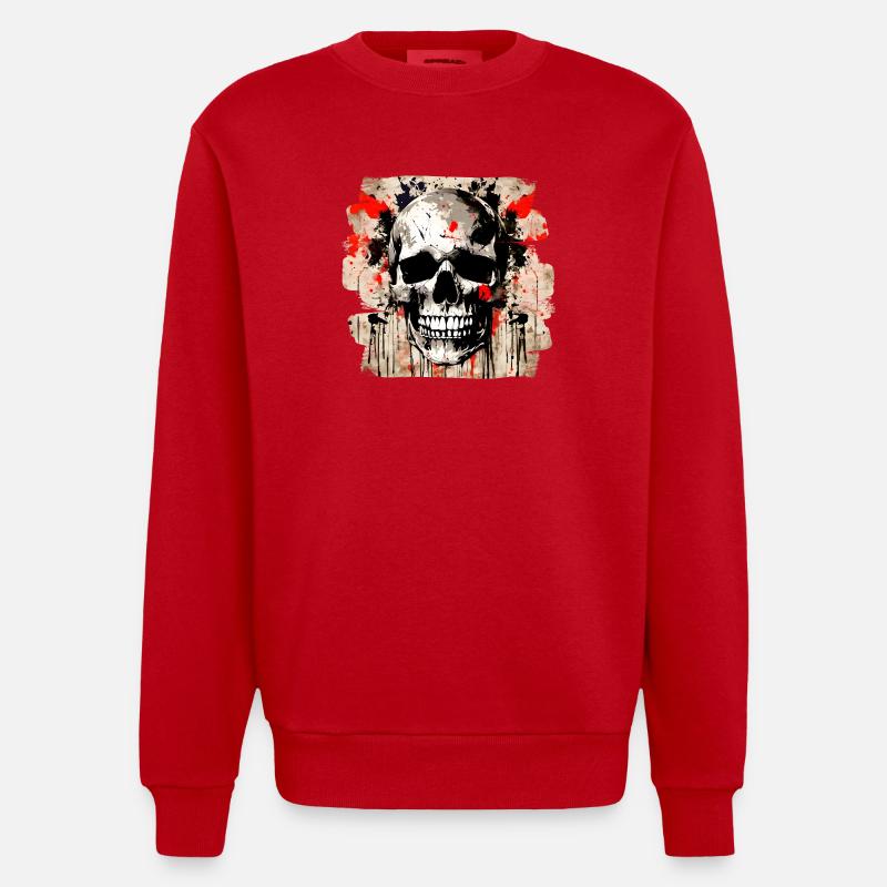 Explosion de graffiti de crâne - Sweat bio épais oversize fabriqué en UE - rouge