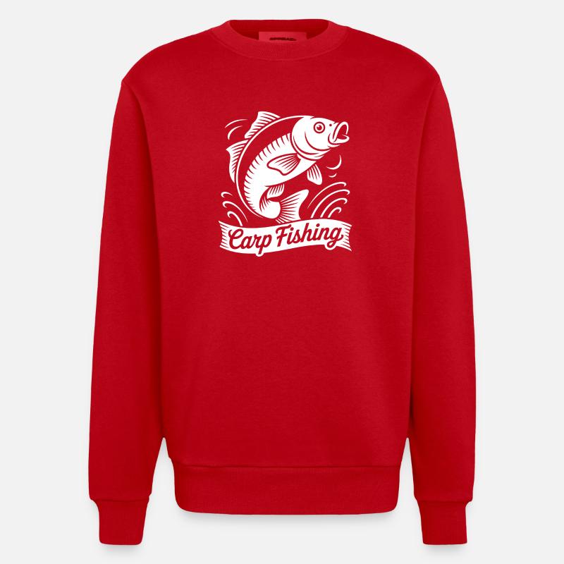 Pêche à la carpe - Sweat bio épais oversize fabriqué en UE - rouge