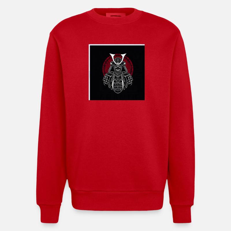 Samurai-Helm mit rotem Wappen - Heavyweight Oversized Organic Crew Neck Made in EU - Rot