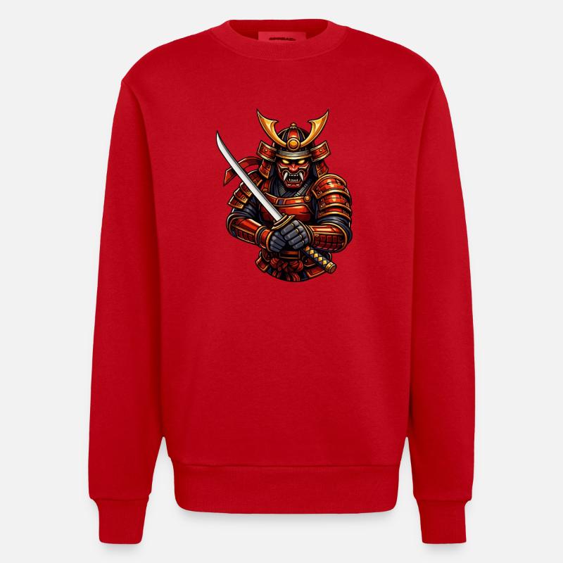 Arts martiaux samouraïs avec épée - Sweat bio épais oversize fabriqué en UE - rouge