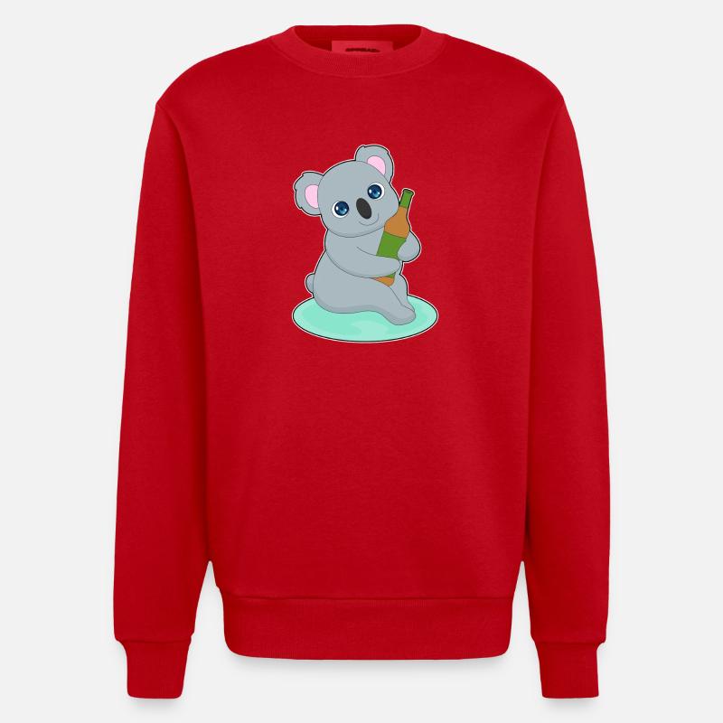 Koala Flasche Bier - Heavyweight Oversized Organic Crew Neck Made in EU - Rot