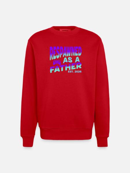 Papa 2026 - Respawned as a father - Heavyweight Oversized Organic Crew Neck Made in EU - red