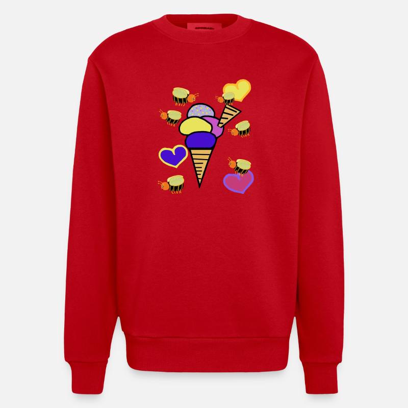 Retro Eis Eiskrem Eiscreme Bienen - Heavyweight Oversized Organic Crew Neck Made in EU - red