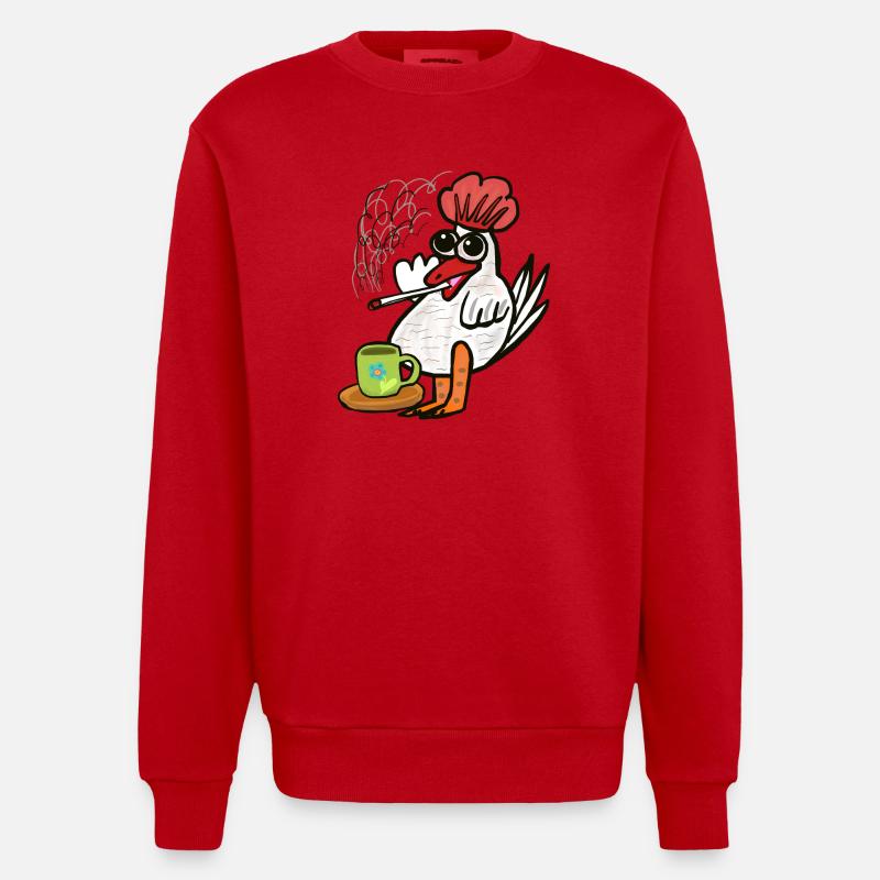 Pause Mégot de Café Cigarettes Poulet - Sweat bio épais oversize fabriqué en UE - rouge