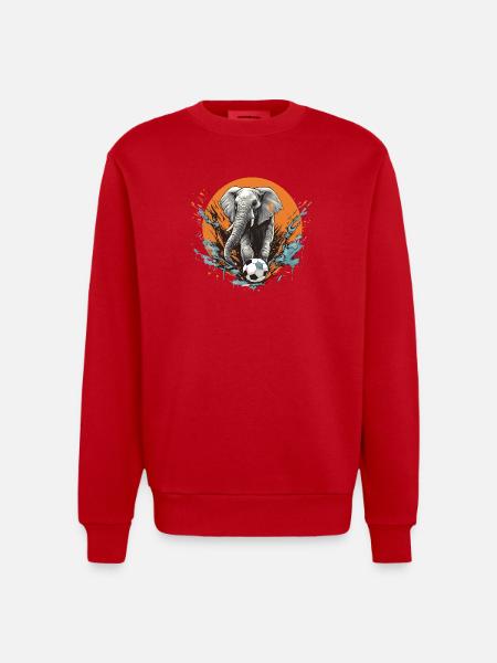 Elephant Football Team - Heavyweight Oversized Organic Crew Neck Made in EU - red