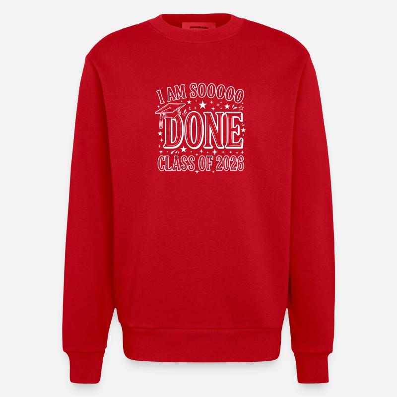 Abschluss2026: Endlich DONE - Heavyweight Oversized Organic Crew Neck Made in EU - Rot