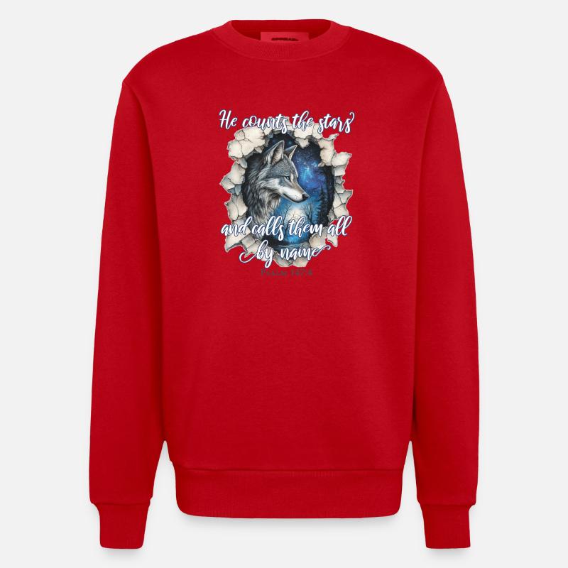 Citation chrétienne de Wolf - Sweat bio épais oversize fabriqué en UE - rouge
