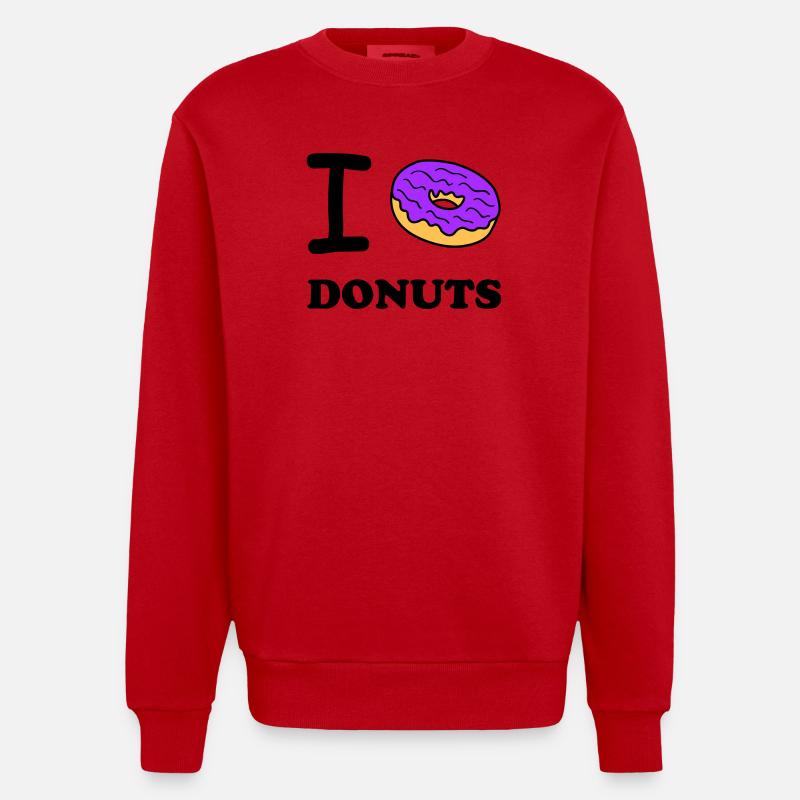 I Love Donuts - Heavyweight Oversized Organic Crew Neck Made in EU - Rot