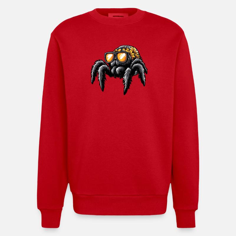 Tarantula Comic Urlaub - Heavyweight Oversized Organic Crew Neck Made in EU - Rot