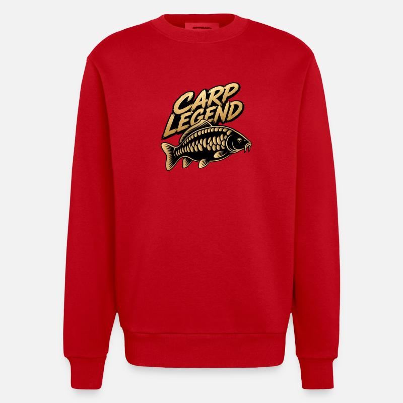 Conception de pêcheur Carp Legend - Sweat bio épais oversize fabriqué en UE - rouge