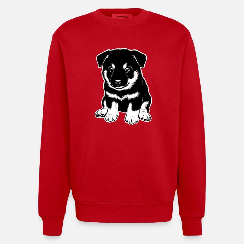 Eurasier | Chiot noir | Chiot - Sweat bio épais oversize fabriqué en UE - rouge