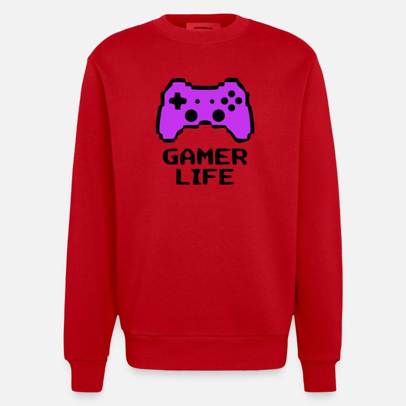 Knalliger Gamer Life Controller - Heavyweight Oversized Organic Crew Neck Made in EU - Rot