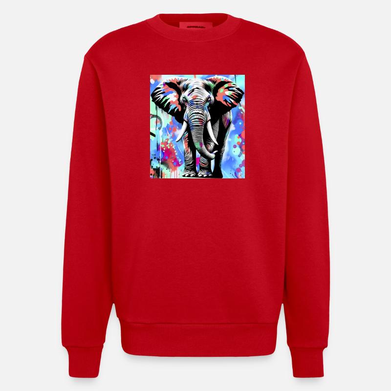 éléphant - Sweat bio épais oversize fabriqué en UE - rouge