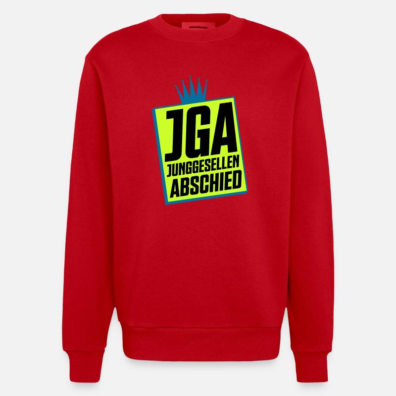 Junggesellenabschied JGA Neon Design - Heavyweight Oversized Organic Crew Neck Made in EU - Rot