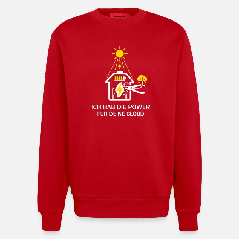 Solar Handwerker Cloud Power   - Heavyweight Oversized Organic Crew Neck Made in EU - Rot