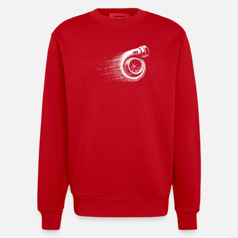 Turbolader Boost Boosted Tuner Schrauber - Heavyweight Oversized Organic Crew Neck Made in EU - Rot